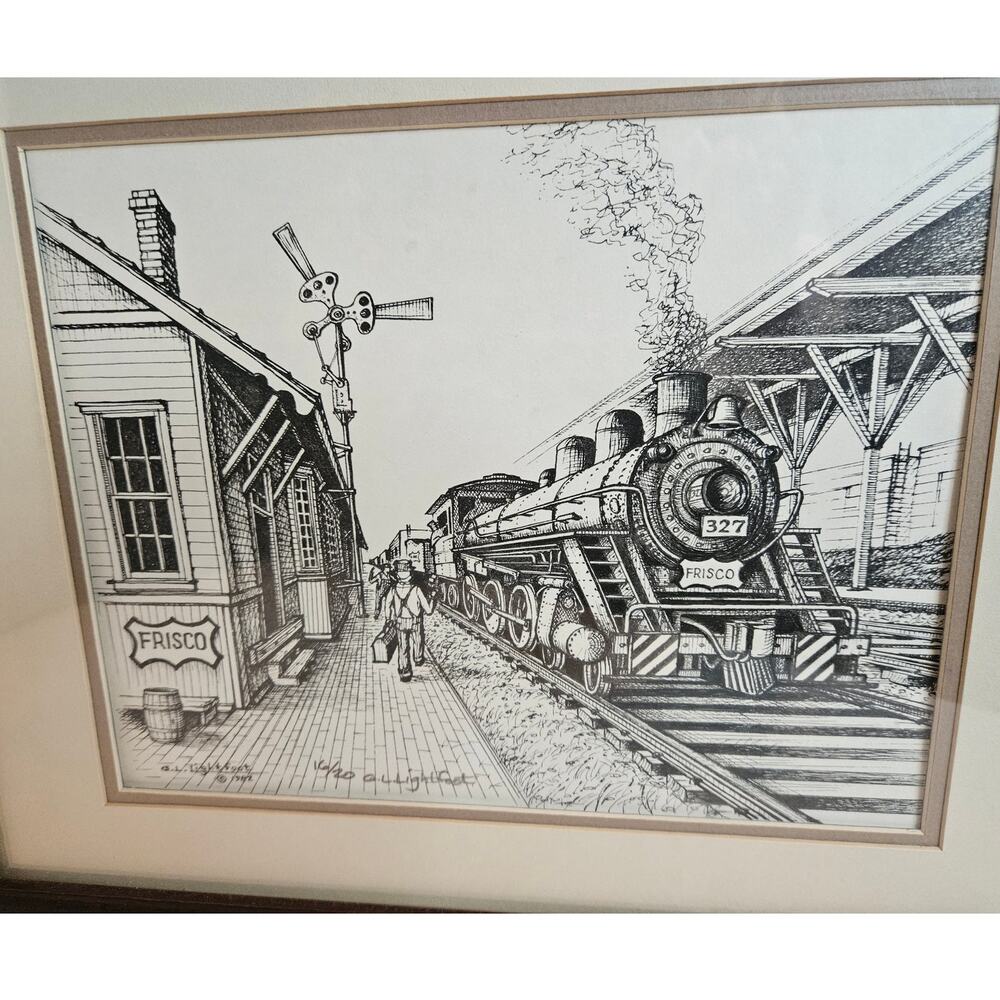 FRISCO Rail Station print "Departure Time" 1982 George L. Lightfoot  KC MO Rare